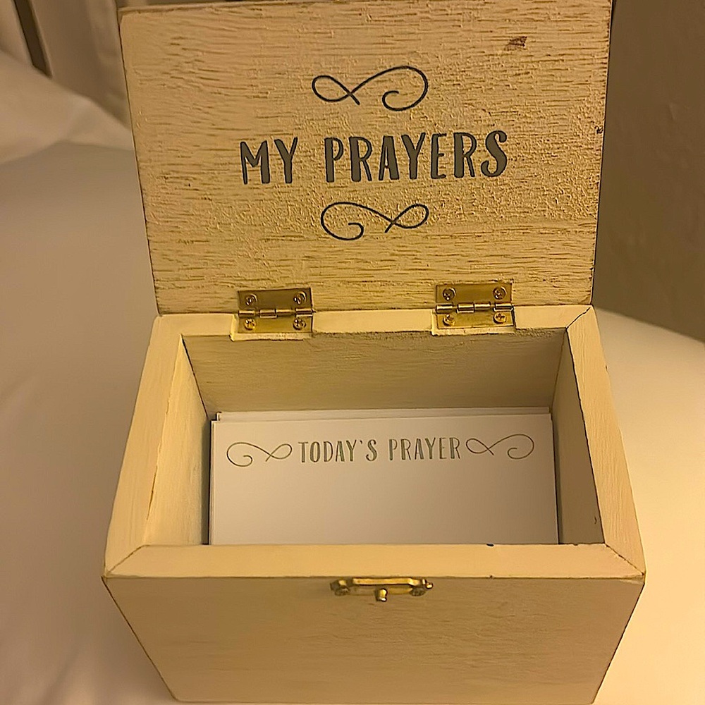 Cute prayer box with cards saying “Today’s Prayer”